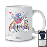 Personalized Custom Name Skeleton Riding Horse; Colorful Valentine Rainbow; Girls Women Family T-Shirt