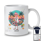 Personalized Custom Name Vintage Retro Flamingo Veterinarian; Lovely Lazy Flamingo Slow Animal T-Shirt