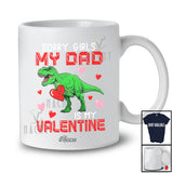 Personalized Custom Name Sorry Girls My Dad Is My Valentine; Joyful Family Boys T-Rex Hearts T-Shirt