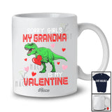 Personalized Custom Name Sorry Girls My Grandma Is My Valentine; Joyful Family Boys T-Rex Hearts T-Shirt