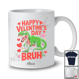 Personalized Custom Name Happy Valentine's Day Bruh; Lovely Plaid T-Rex Hearts; Couple Family T-Shirt
