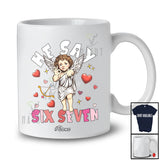 Personalized Custom Name He Says Six Seven; Humorous Valentine's Day Hearts 67; Family Group T-Shirt