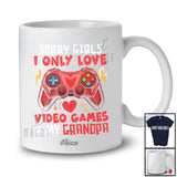 Personalized Custom Name Sorry I Love Video Games And Grandpa; Joyful Valentine Boys Gamer T-Shirt