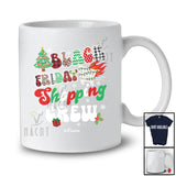 Personalized Custom Name Black Friday Shopping Crew; Cheerful Christmas Plaid Leopard Family T-Shirt