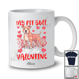 Personalized Custom Name My Pit Bull Is My Valentine; Adorable Hearts Family Group T-Shirt