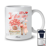 Personalized Custom Name Happy 10th Valentine; Adorable Flowers Hearts Couple Together Family T-Shirt