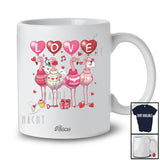 Personalized Custom Name LOVE; Adorable Valentine's Day Hearts Four Flamingo Animal Lover T-Shirt