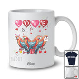 Personalized Custom Name LOVE; Adorable Valentine's Day Hearts Four Parrot Bird Animal Lover T-Shirt