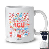 Personalized Custom Name I.C.U; Adorable Valentine's Day I.C.U Nurse Tools; Hearts Nursing T-Shirt
