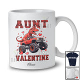 Personalized Custom Name Aunt Is My Valentine; Humorous Plaid T-Rex On Monster Truck Family T-Shirt