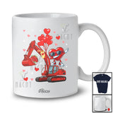 Personalized Custom Name Dabbing Heart Driving Excavator; Amusing Valentine Boys Men Driver T-Shirt