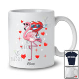 Personalized Custom Name Dabbing Heart Riding Flamingo; Lovely Valentine's Day Hearts Family T-Shirt