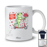 Personalized Custom Name Happy Valentine's Day; Lovely Hearts Flowers Frog Riding Scoter T-Shirt