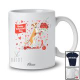 Personalized Custom Name Happy Valentine's Day; Lovely Hearts Flowers Whippet Riding Scoter T-Shirt