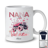 Personalized Custom Name Nana Is My Valentine; Adorable Unicorn On Monster Truck Family T-Shirt