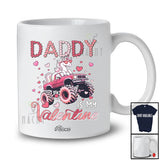 Personalized Custom Name Daddy Is My Valentine; Adorable Unicorn On Monster Truck Family T-Shirt