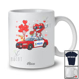 Personalized Custom Name Dabbing Heart Driving Police Car; Amusing Valentine Boys Men Driver T-Shirt