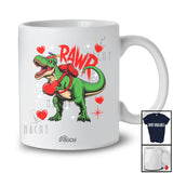 Personalized Custom Name Rawr; Humorous Valentine T-Rex Holding Heart Dinosaur; Boys Students T-Shirt