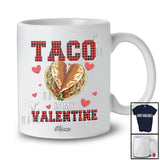 Personalized Custom Name Taco Is My Valentine; Humorous Valentine's Day Red Plaid Food Lover T-Shirt