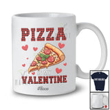 Personalized Custom Name Pizza Is My Valentine; Humorous Valentine's Day Red Plaid Food Lover T-Shirt