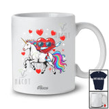 Personalized Custom Name Dabbing Heart Riding Unicorn Sunglasses; Lovely Valentine Hearts Family T-Shirt