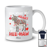 Personalized Custom Name You Make My Heart Go Hee-Haw; Lovely Valentine Hearts Donkey Farmer T-Shirt