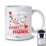 Personalized Custom Name You Make My Heart Go Honk; Lovely Valentine Hearts Goose Farmer T-Shirt