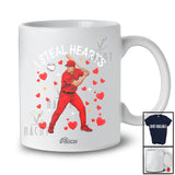 Personalized Custom Name I Steal Hearts; Amazing Valentine Baseball Player Team; Single Lover T-Shirt
