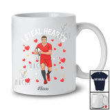 Personalized Custom Name I Steal Hearts; Amazing Valentine Football Player Team; Single Lover T-Shirt