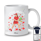 Personalized Custom Name I Steal Hearts; Amazing Valentine Pickleballs Player; Women Single Lover T-Shirt
