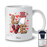 Personalized Custom Name LOVE; Amusing Valentine Red Leopard Plaid Baseball Player Couple T-Shirt