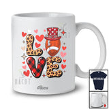Personalized Custom Name LOVE; Amusing Valentine Red Leopard Plaid Football Player Couple T-Shirt