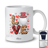 Personalized Custom Name LOVE; Amusing Valentine Red Leopard Plaid Golf Player Couple T-Shirt