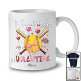 Personalized Custom Name I Found My Valentine; Joyful Softball Sport Player Team; Groovy Hearts T-Shirt