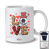 Personalized Custom Name LOVE; Amusing Valentine Red Leopard Plaid Soccer Player Couple T-Shirt