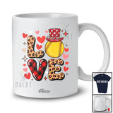 Personalized Custom Name LOVE; Amusing Valentine Red Leopard Plaid Softball Player Couple T-Shirt