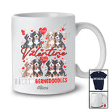 Personalized Custom Name Valentine With My Bernedoodles; Adorable Hearts Couple Animal Owner T-Shirt