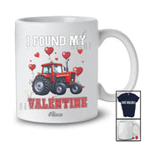 Personalized Custom Name I Found My Valentine; Joyful Tractor Driver Farmer Lover Hearts T-Shirt