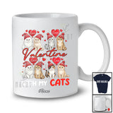 Personalized Custom Name Valentine With My Cats; Adorable Hearts Couple Cats Owner T-Shirt