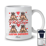 Personalized Custom Name Valentine With My German Shepherds; Adorable Hearts Couple Family T-Shirt