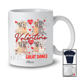 Personalized Custom Name Valentine With My Great Danes; Adorable Hearts Couple Animal Owner T-Shirt