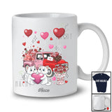 Personalized Custom Name Couple Pink Cat With Pickup Truck; Amusing Valentine Hearts Couple T-Shirt