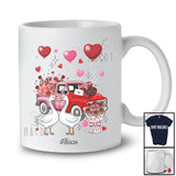 Personalized Custom Name Couple Pink Goose With Pickup Truck; Amusing Valentine Hearts Couple T-Shirt