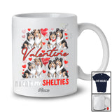 Personalized Custom Name Valentine With My Shelties; Adorable Hearts Couple Shelties Owner T-Shirt