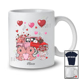 Personalized Custom Name Couple Pink T-Rex With Pickup Truck; Amusing Valentine Hearts Couple T-Shirt