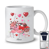 Personalized Custom Name Pink Flamingo With Pickup Truck; Amusing Valentine Hearts Couple T-Shirt