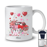 Personalized Custom Name Pink Unicorn With Pickup Truck; Amusing Valentine Hearts Couple T-Shirt