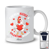 Personalized Custom Name Chicken Kisses Valentine Wishes; Lovely Chicken Hugging Heart Farmer T-Shirt