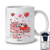 Personalized Custom Name Couple Pink Gnome With Pickup Truck; Amusing Valentine Hearts Couple T-Shirt