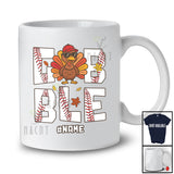 Personalized Gobble; Amusing Thanksgiving Turkey Custom Name Baseball Playing Player T-Shirt